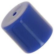 Perle tube cylindrique 14 mm en résine opaque - Bleu dur x1