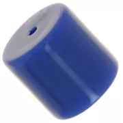 Perle tube cylindrique 14 mm en résine opaque - Bleu dur x1