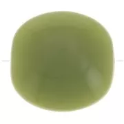 Perles plates - carré arrondi - en résine opaque 16 mm - Kaki x5