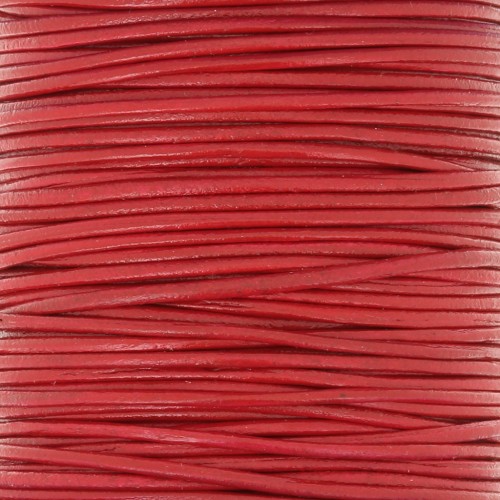 Cordon en cuir européen 1 mm - Rouge x1m