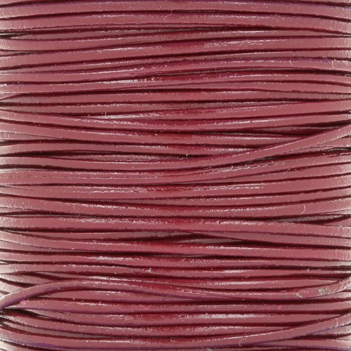 Cordon en cuir européen 1 mm - Bordeaux x1m