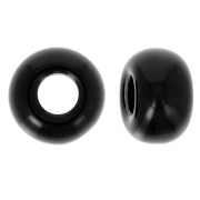 Perles rondelles gros trous 9.5 mm en résine opaque - Noir x10|raw }}