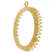 Serti pendentif ovale décor couronne - cabochon 25x18 mm - Plaqué Or 3 microns