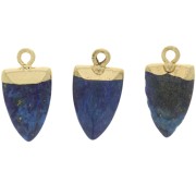 Pendentif pointe 19x10 mm avec pierre imitation gemme - Lapis lazuli - Doré x1