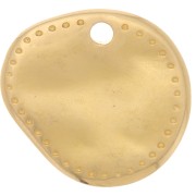 Breloque ronde  irregulière 14x13 mm - Doré à l'or fin x1