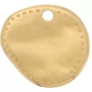 Breloque ronde  irregulière 14x13 mm - Doré à l'or fin x1