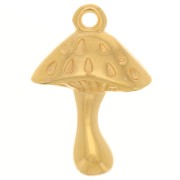 Breloque champignon 18.5x13 mm avec résine époxy - Doré à l'or fin - Rouge x1
