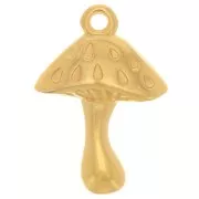 Breloque champignon 18.5x13 mm avec résine époxy - Doré à l'or fin - Rouge x1