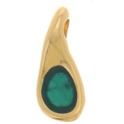 Breloque goutte 13x6 mm avec résine époxy - Doré à l'or fin - Vert x1