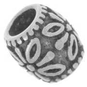 Perle tube travaillée 9.5.x9 mm gros trou - Acier inoxydable 304L x1|raw }}