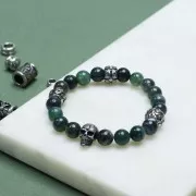 Perle tube 9.5 mm gros trou - motif soleil - Acier inoxydable 304L x1