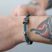 Perle tube 13x10.5 mm gros trou - motif Runes Celte - Acier inoxydable 304L x1