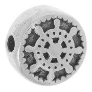Perle plate ronde 8.5 mm - motif roue de bateau - Acier inoxydable 304L x1