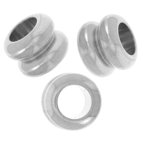 Perles gros trou 9x7 mm - Acier inoxydable 304L x5