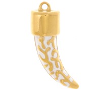 Pendentif dent de requin 35x11 mm résine époxy - Acier inox 316L Doré - blanc x1|raw }}