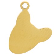 Breloque tête de chien 11x12 mm en résine époxy - Acier inoxydable 316L Doré x1