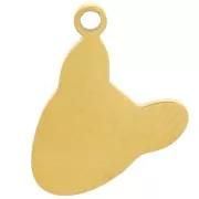 Breloque tête de chien 11x12 mm en résine époxy - Acier inoxydable 316L Doré x1