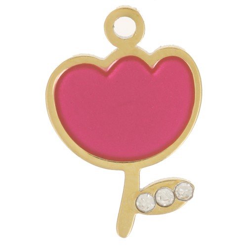 Breloque tulipe 12x8 mm en résine époxy - Acier inoxydable 316L Doré x1