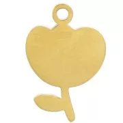 Breloque tulipe 12x8 mm en résine époxy - Acier inoxydable 316L Doré x1