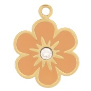 Breloque fleur 9.5 mm en résine époxy - Acier inoxydable 316L Doré - orange x1|raw }}