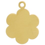 Breloque fleur 9.5 mm en résine époxy - Acier inoxydable 316L Doré - orange x1