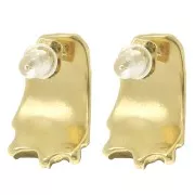 Clous d'oreilles rectangle texturé 19x12mm - Acier inoxydable 304L Doré x2