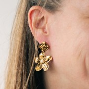 Clous d'oreilles losange martelé 17mm avec anneau ouvert Acier inox 304L Doré x2