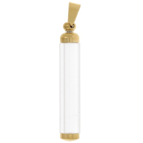 Pendentif tube dévissable à garnir 45x8 mm - Acier inoxydable 304L Doré x1
