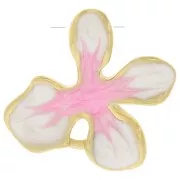 Pendentif fleur 19x20 mm avec résine époxy - Acier inox 304L Doré - Blanc - Rose