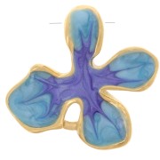 Pendentif fleur 19x20 mm avec résine époxy - Acier inox 304L Doré - Multi Bleu