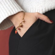 Breloque gland 12.5x7.5 mm - Resine époxy - Acier inoxydable 304L Doré - Vert