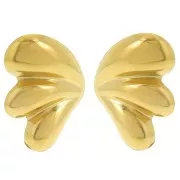 Boucles d'oreilles design bombée 31x22 mm - Acier inoxydable 304L Doré x2
