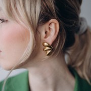 Boucles d'oreilles design bombée 31x22 mm - Acier inoxydable 304L Doré x2