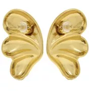 Boucles d'oreilles design bombée 31x22 mm - Acier inoxydable 304L Doré x2