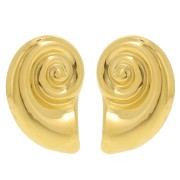 Boucles d'oreilles coquillage 28x19 mm - Acier inoxydable 304L Doré x2