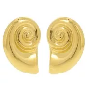 Boucles d'oreilles coquillage 28x19 mm - Acier inoxydable 304L Doré x2