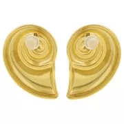Boucles d'oreilles coquillage 28x19 mm - Acier inoxydable 304L Doré x2