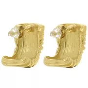 Demi-créoles ouvertes larges 20 mm effet plissé - Acier inoxydable 304L Doré x2