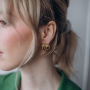 Boucles d'oreilles design 15x21.5 mm - Acier inoxydable 304L Doré x2