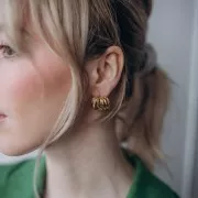 Boucles d'oreilles design 15x21.5 mm - Acier inoxydable 304L Doré x2