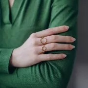 Bague réglable cercle ajouré 10 mm - T. 50 à 56 - Acier inoxydable 304L Doré x1