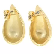 Boucles d'oreilles gouttes travaillées 26x15 mm - Doré à l'or fin x2