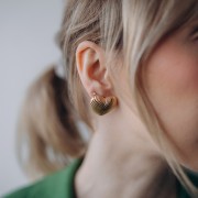 Boucles d'oreilles coeur texturés 21.5x24 mm - Doré à l'or fin x2