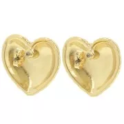 Boucles d'oreilles coeur texturés 21.5x24 mm - Doré à l'or fin x2