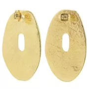 Boucles d'oreilles ovales irrégulier texturés 40x24 mm - Doré à l'or fin x2