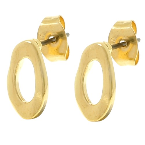 Boucles d'oreilles ovales irrégulier martelés 11x6.5 mm - Doré à l'or fin x2