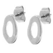 Boucles d'oreilles ovales irrégulier martelés 11x6.5 mm - Placage Argent fin x2