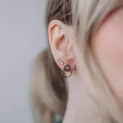 Boucles d'oreilles cercle 14x11 mm résine époxy - Doré Or fin - Pailleté Argent