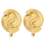 Clous d'oreilles Ying et Yang 17 mm avec anneau fermé - Doré à l'or fin x2