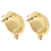 Clous d'oreilles rond irrégulier martelé 18 mm anneau fermé - Doré à l'or fin x2